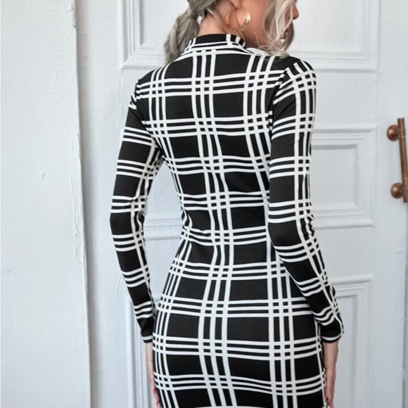 Super cute body con XL evening going out women’s midi black-and-white dress. - Picture 4 of 4